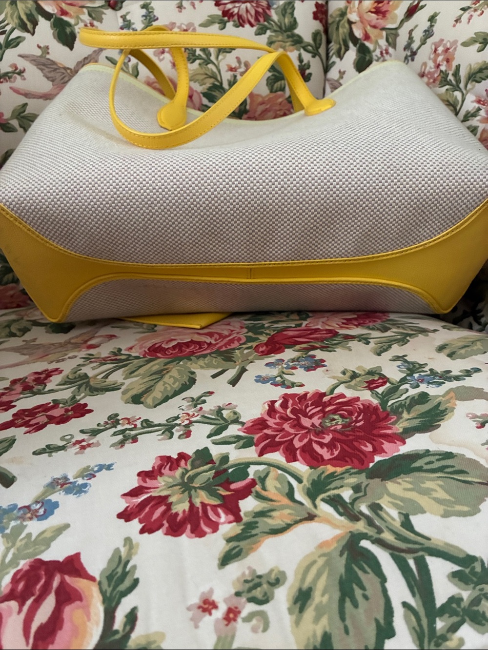 kate spade Cream Canvas Tote with Yellow Trim and Wristlet - Picture 6 of 11